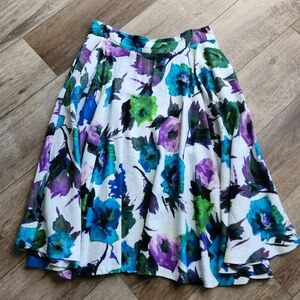 PREMISE Floral Print Midi Skirt